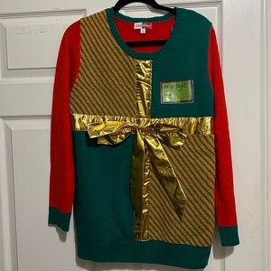 Ugly Christmas tunic sweater. Long sleeve. Size Lg. 29” in length.